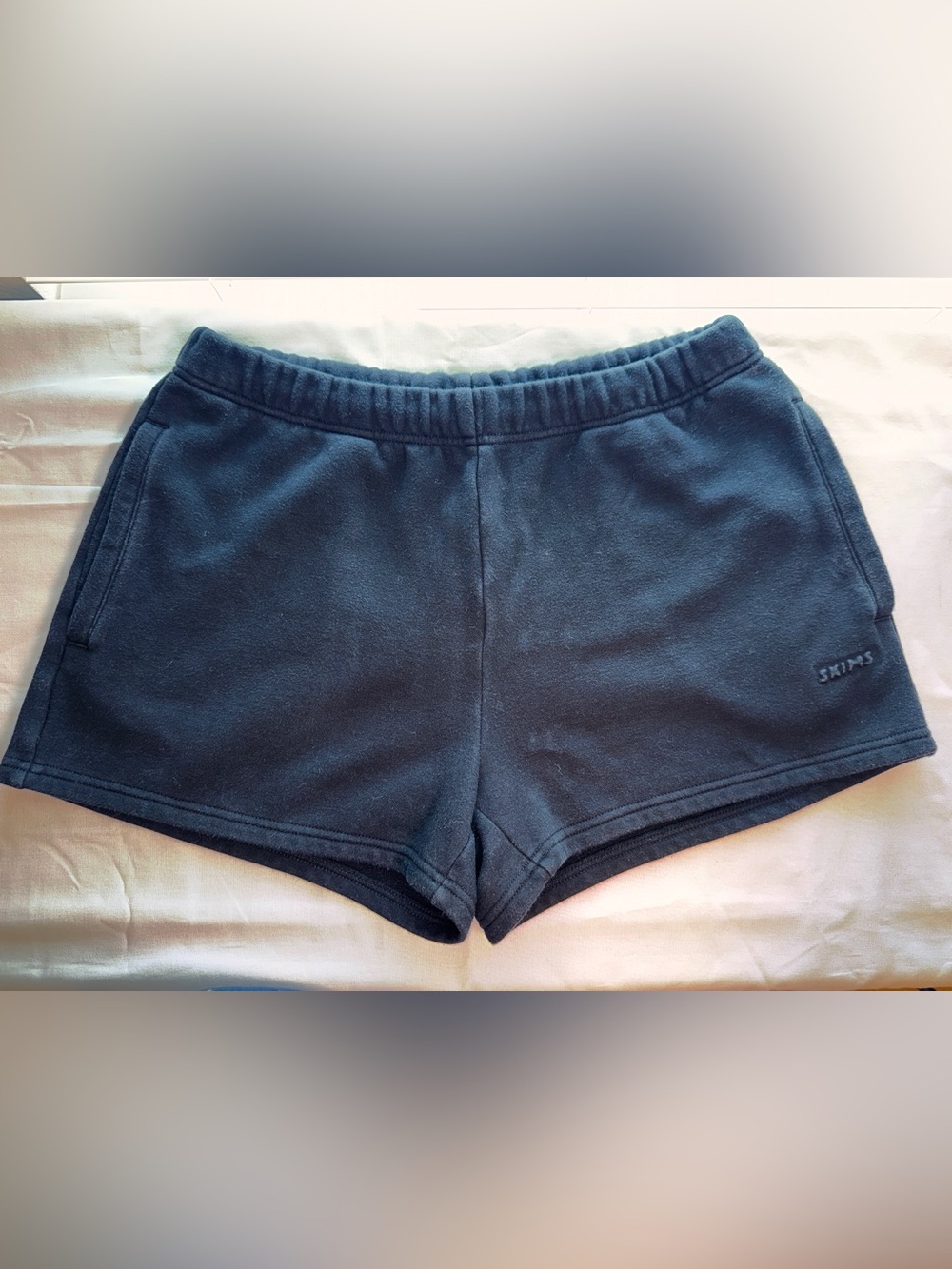 SKIMS Black Lounge Shorts Cotton Blend Elastic Waist